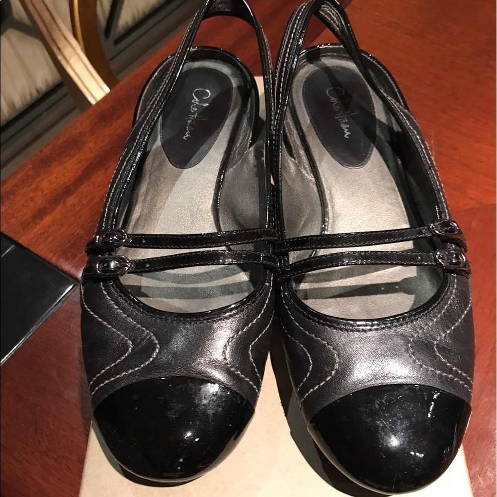 Cole Haan Black Patent Leather Slingbacks Size 9AA