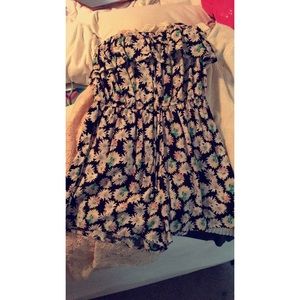 Floral teal & pink/ black romper