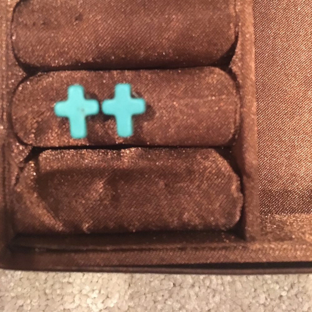 blue cross earrings