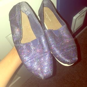 Purple iridescent glitter gently used faux TOMS