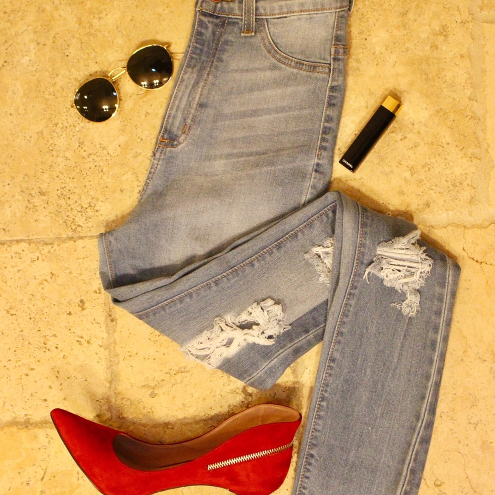 Fashion Nova High Rise Distressed Jeans