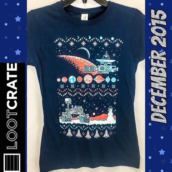 LOOT CRATE Exclusive Christmas Sweater style tee - Picture 1 of 6