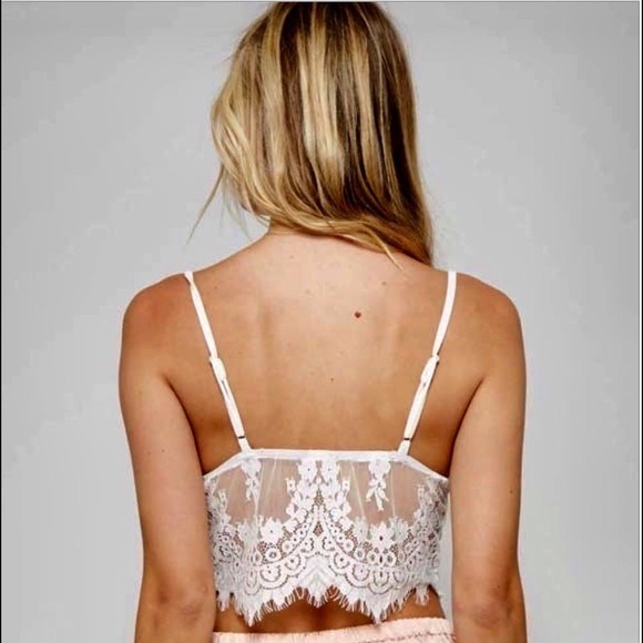 Ivory White Lace Bralette Crop Top - Picture 4 of 5