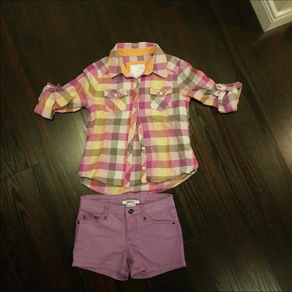 Bundle DKNY shorts & Justice Button up