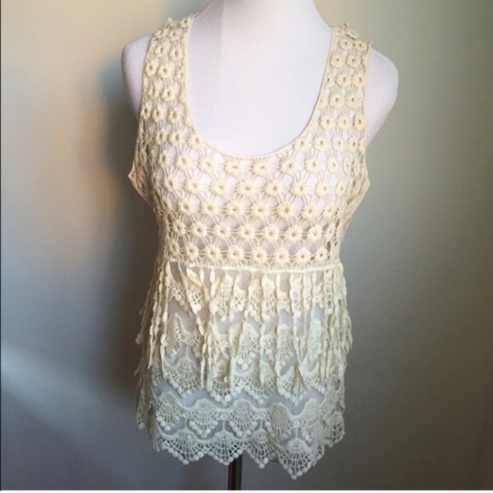 Vila Cream Crochet Tank from ASOSr