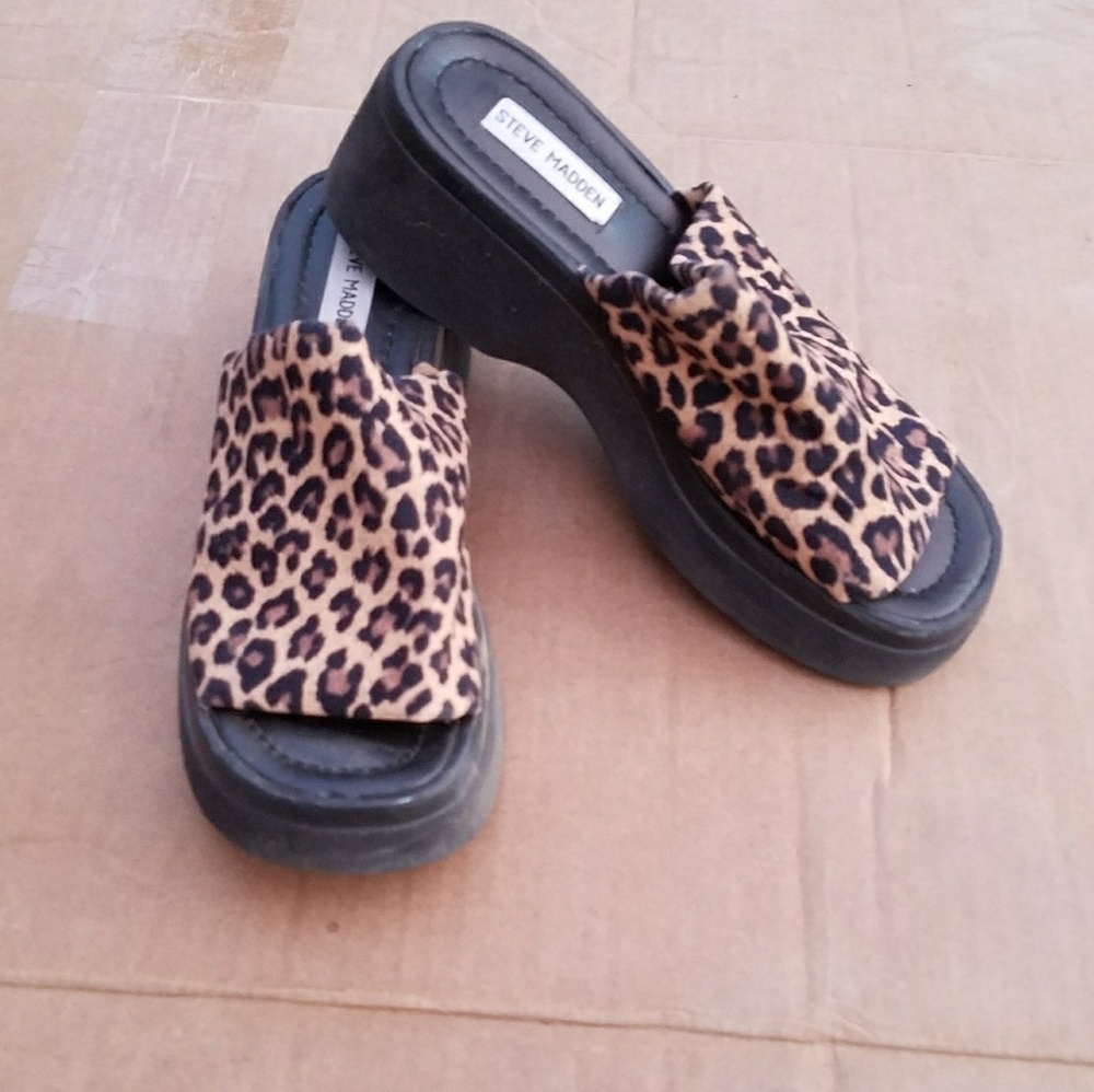 Steve Madden leopard slip on wedges
