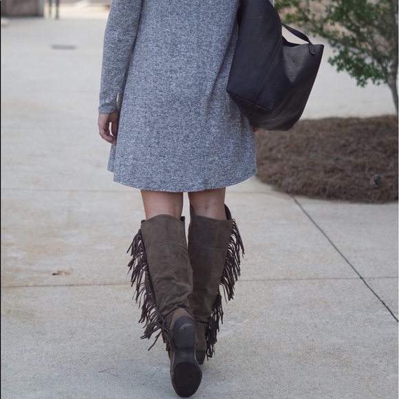 Fringe Over the Knee Flat Boho Boots - Picture 3 of 5