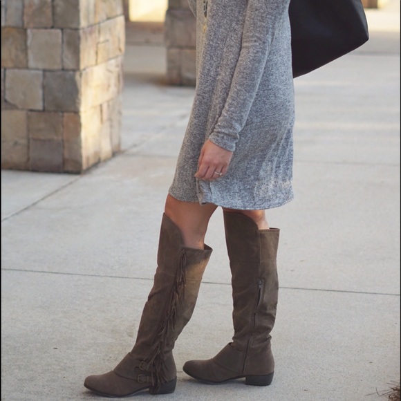 Fringe Over the Knee Flat Boho Boots - Picture 4 of 5