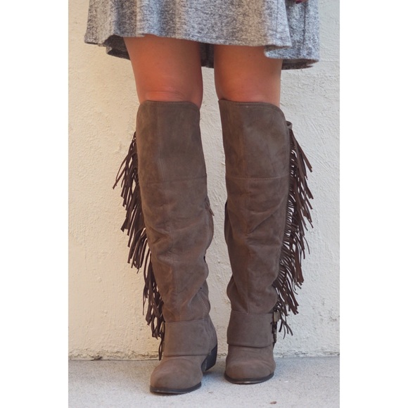 Fringe Over the Knee Flat Boho Boots - Picture 5 of 5