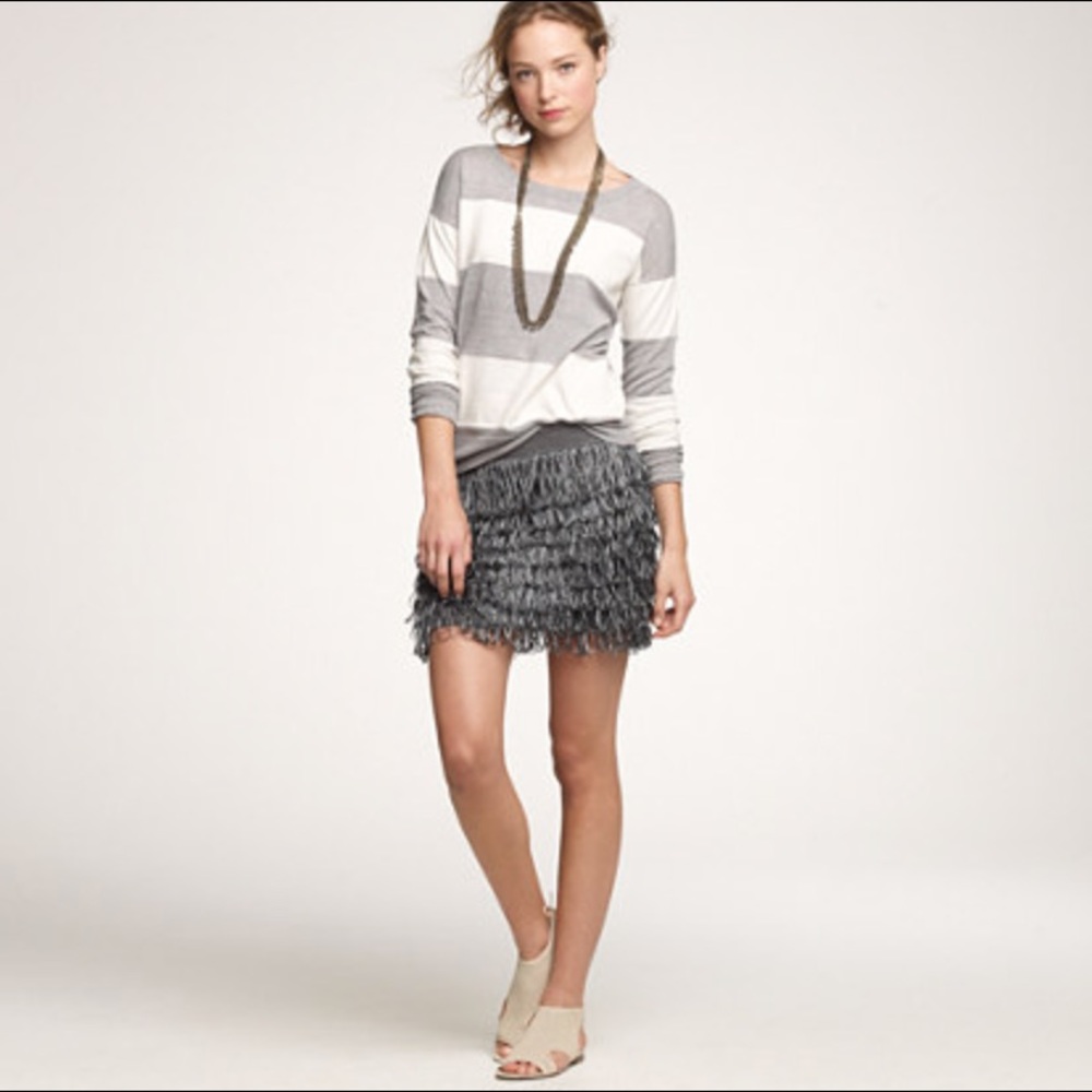 NEW! J.Crew Fringe Loop Skirt - Graphite Grey