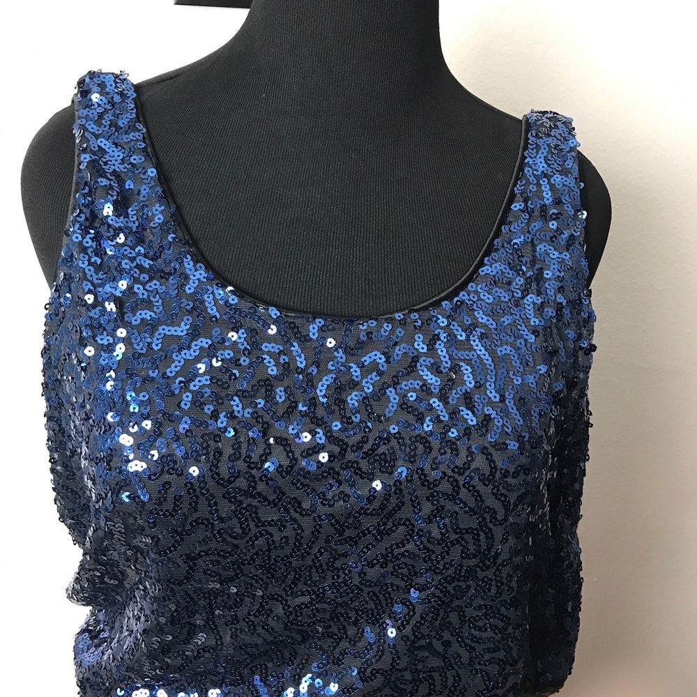 NWT Sara Boo Midnight Blue Sequin Mini - Picture 2 of 5