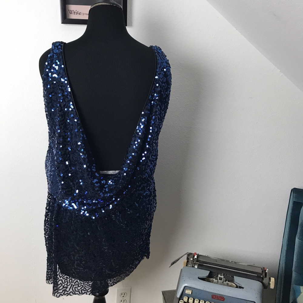 NWT Sara Boo Midnight Blue Sequin Mini - Picture 3 of 5