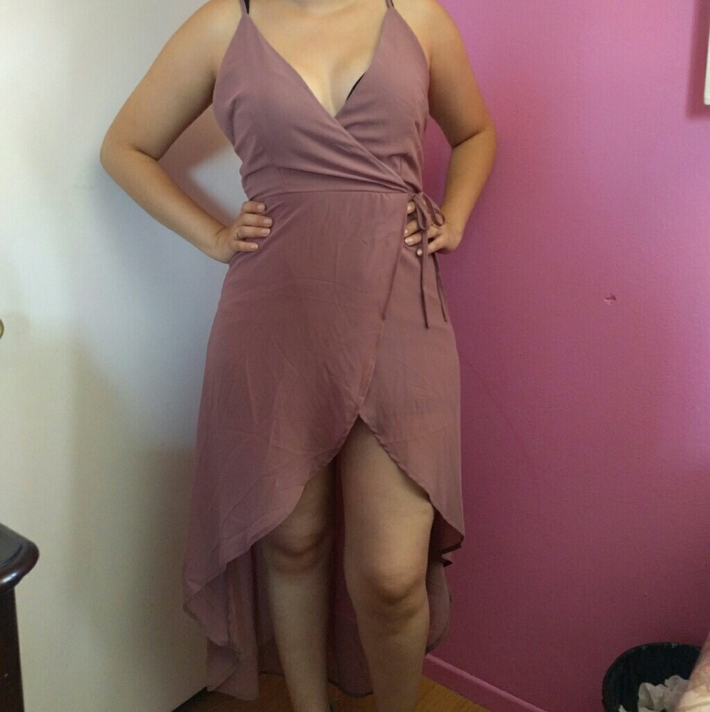 Muave Faux Wrap Dress - Picture 2 of 4
