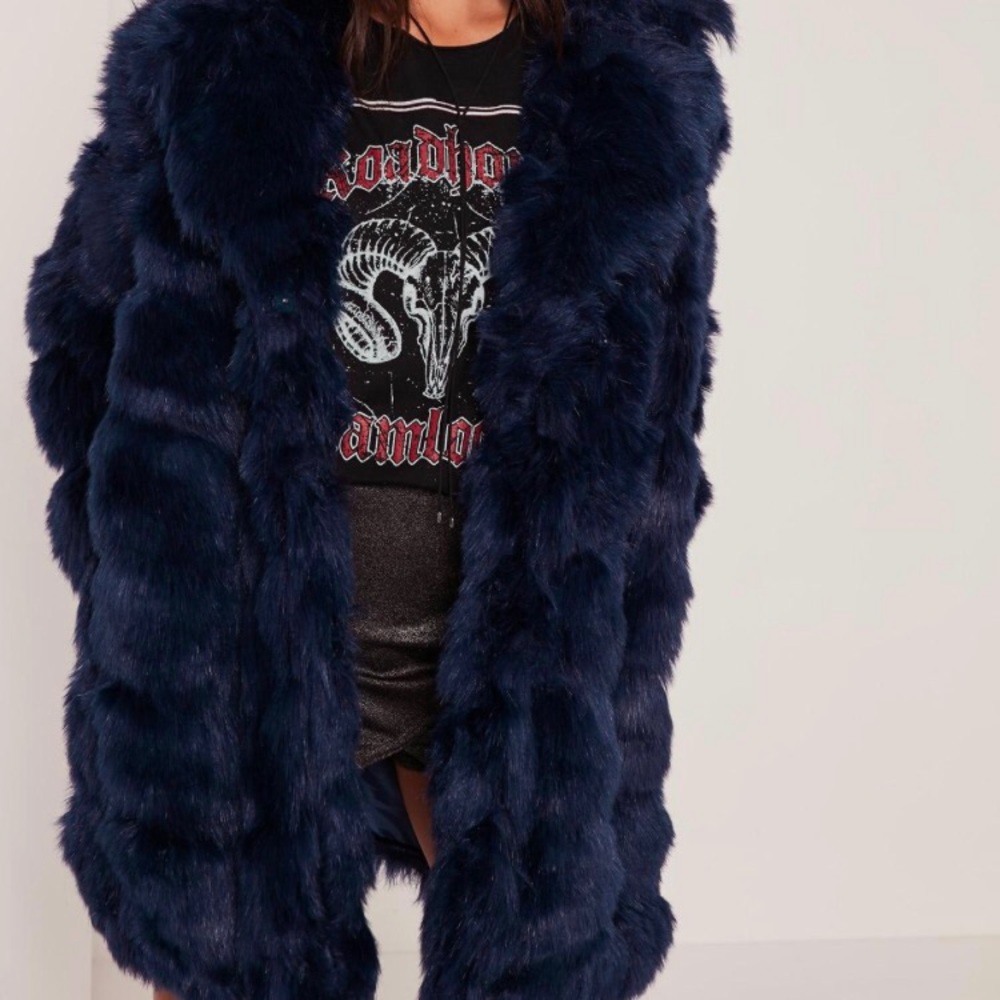 Blue fur coat from missguided