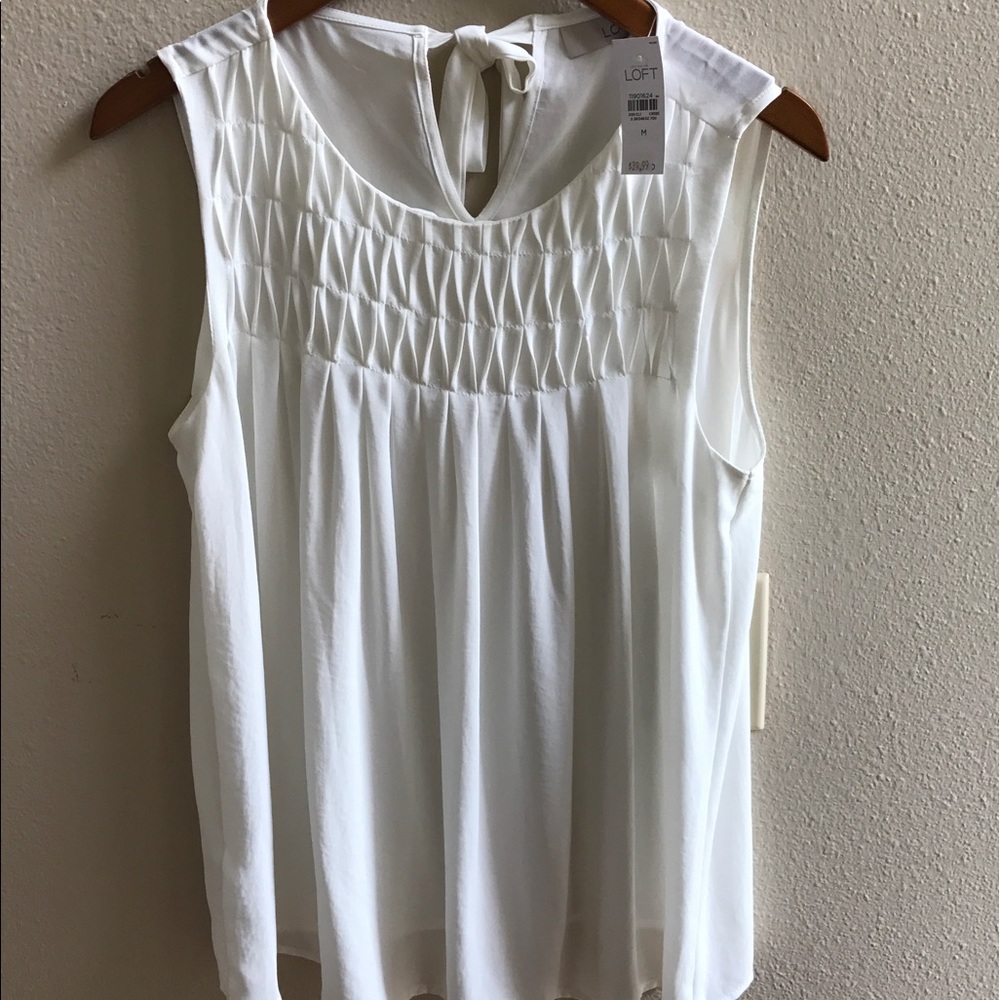 Ann Taylor Loft White Sleeveless Blouse - New!