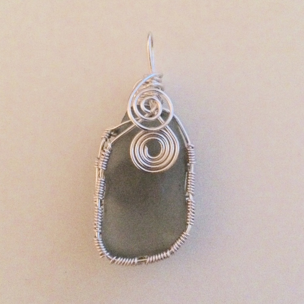 Beach glass pendant GRAY!!!! 🌊