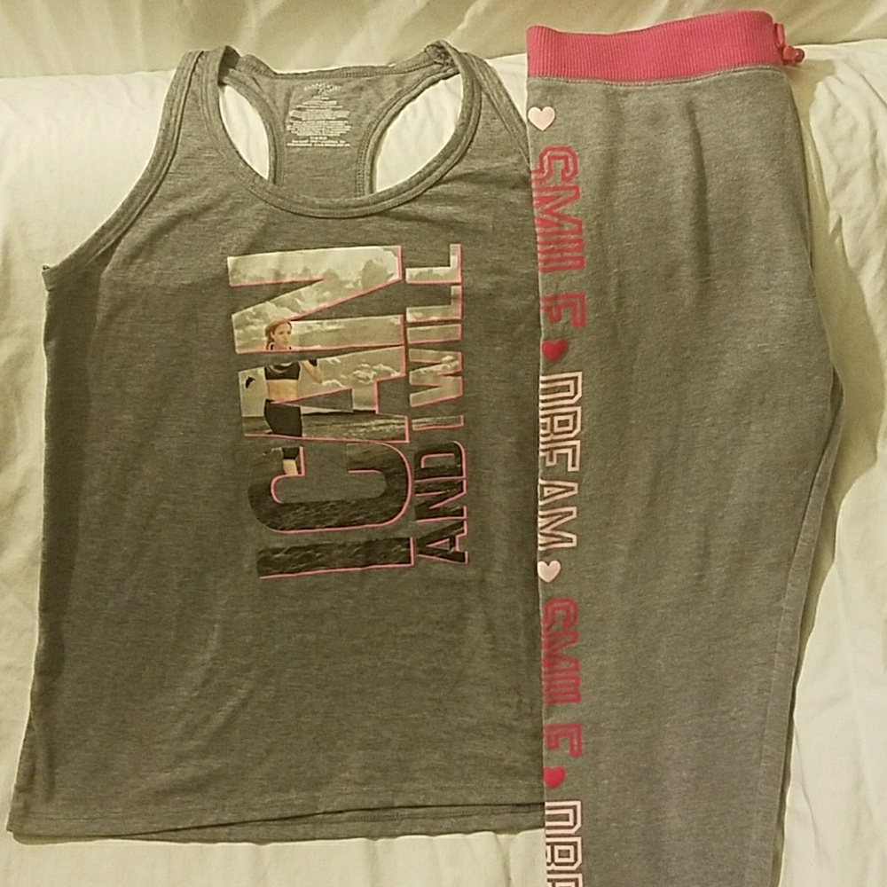 Athletic Capri pants and motivational tank top