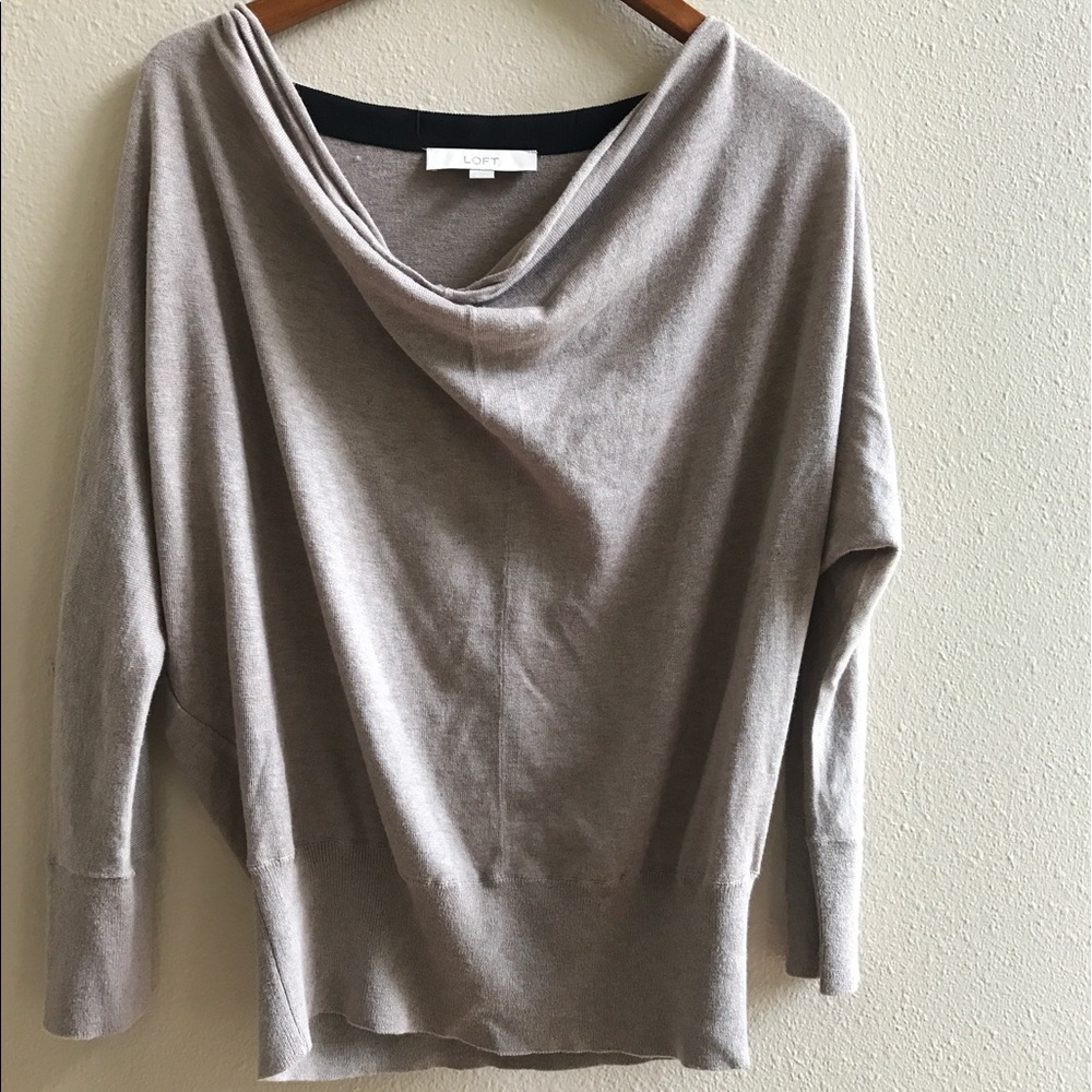 Ann Taylor Loft Tan Scoop Neck Top