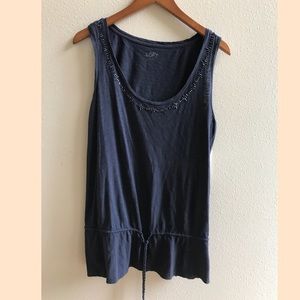 Ann Loft Navy Beaded Tank Top