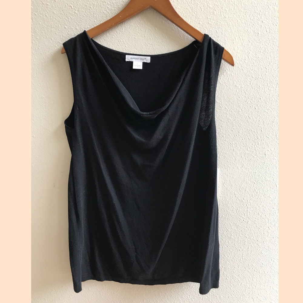 August Silk Black Scoop Neck Top