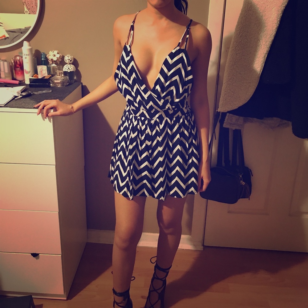 Sexy low cut playsuit