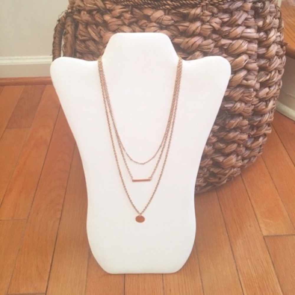 Layered Necklace - Gold Bar with Thin Chain - Picture 2 of 4