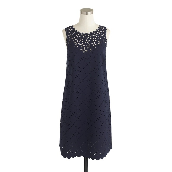 J. Crew Dresses & Skirts - J. Crew Blue Laser-cut Floral Shift Dress