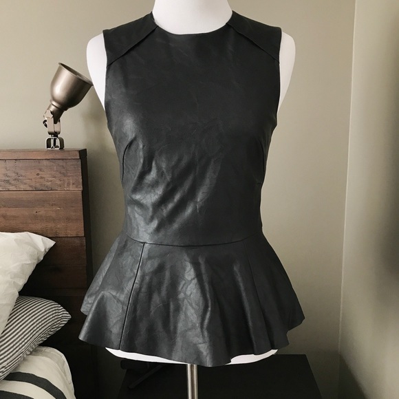 H&M Tops - H&M Faux Leather Peplum Top