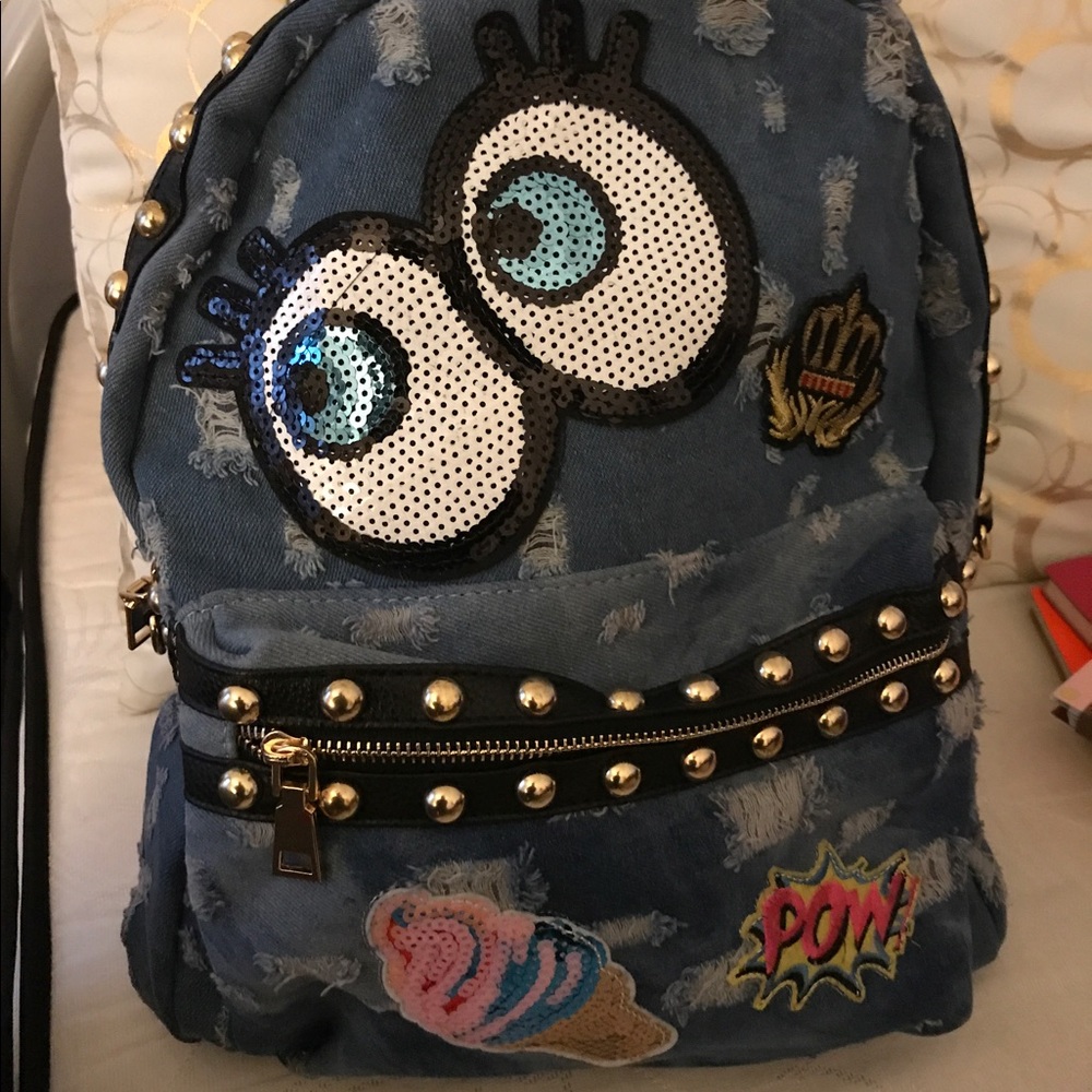 Denim Back Pack  w/ Studs