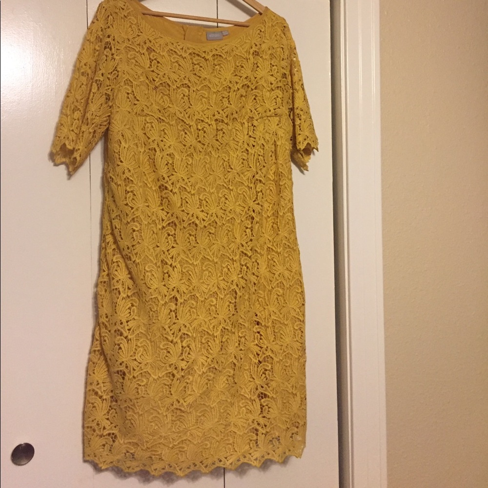 Gold mustard yellow lace crochet eShakti dress