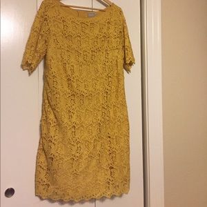 Gold mustard yellow lace crochet eShakti dress