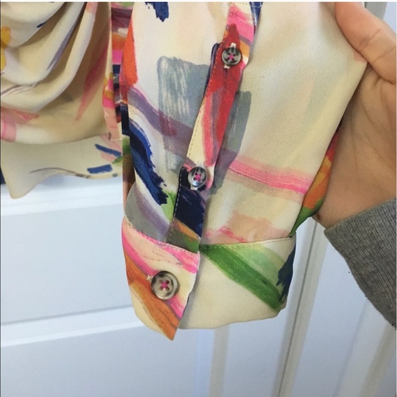 Like New Anthropologie Camille Watercolor Wrap Top - Picture 4 of 4