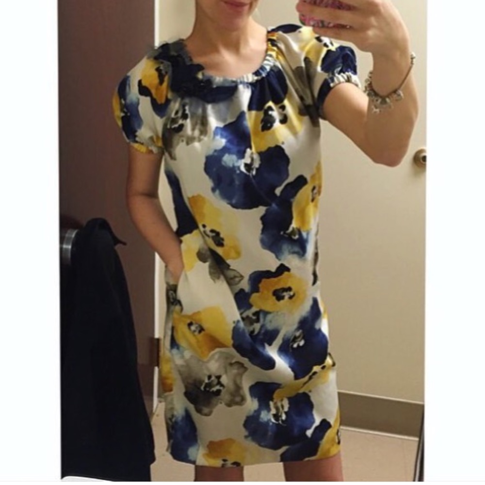 Vera Wang blue / yellow floral dress
