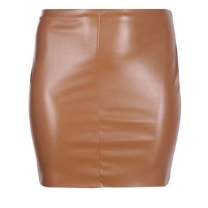 Brown Faux Leather Skirt