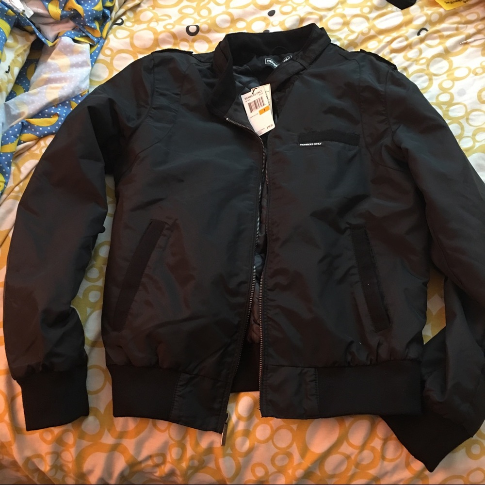 Black members only iconic racer jacket