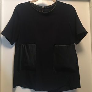 Zara top with faux leather details