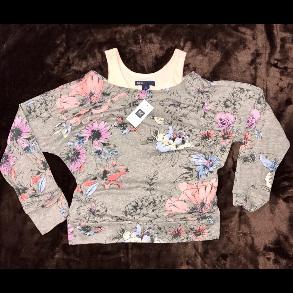 Gap Kids girls layered 2 in 1 long sleeve shirt