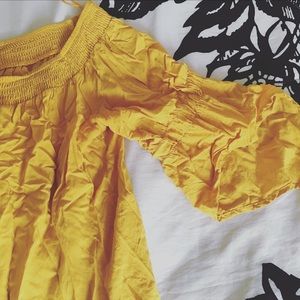 Express Mustard Off the Shoulder Blouse