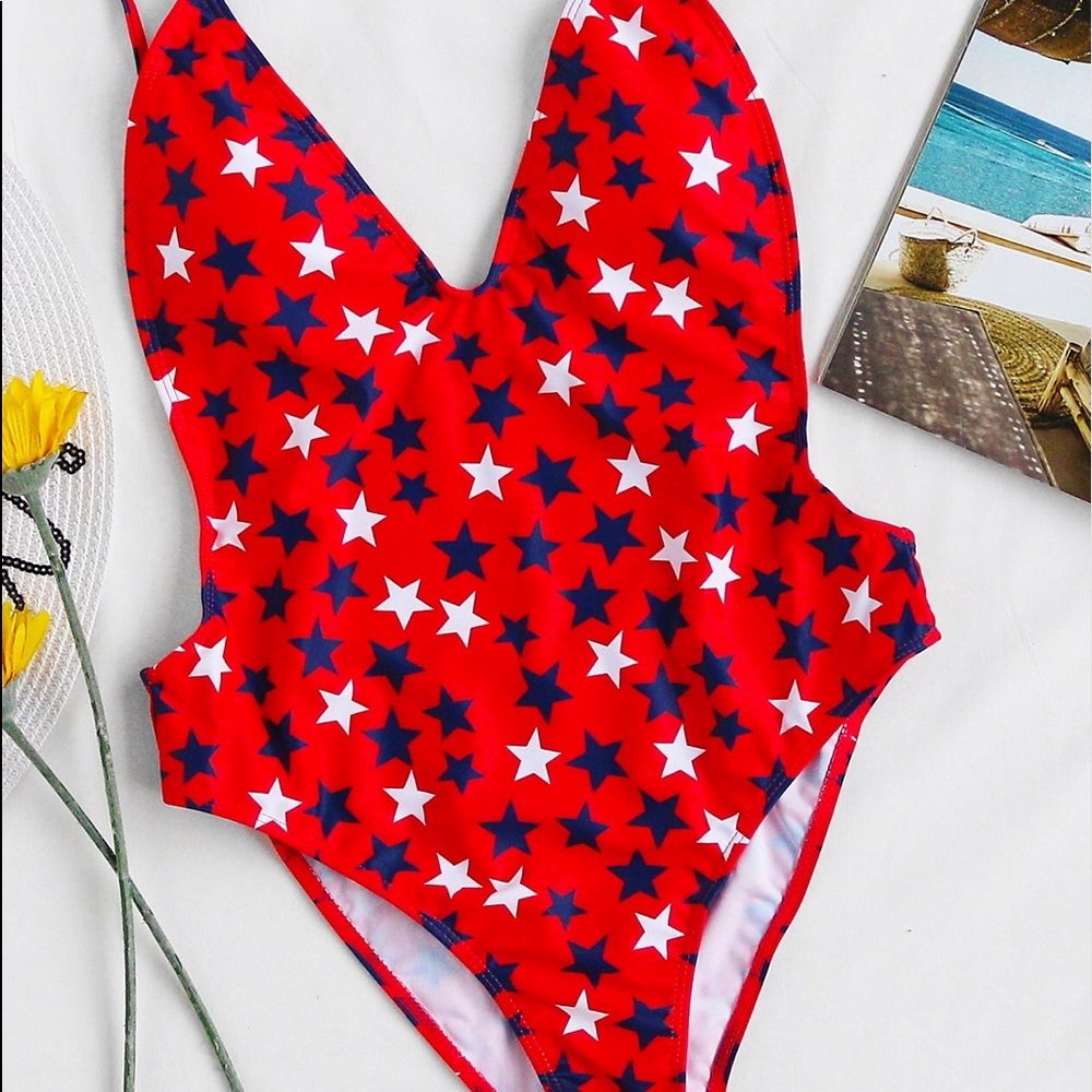 🆕🇺🇸 patriotic stars one piece swimsuit sexy USA STARS - Picture 5 of 5
