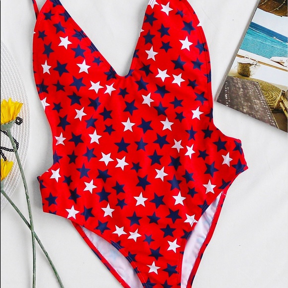 🆕🇺🇸 patriotic stars one piece swimsuit sexy - Picture 6 of 6