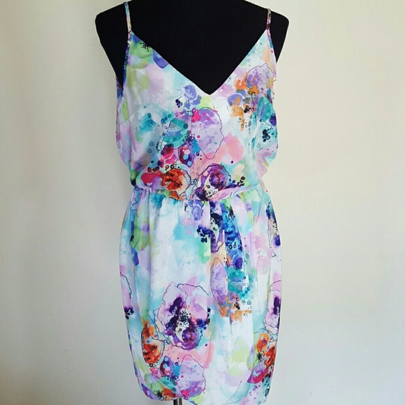 A New York Dresses & Skirts - Colorful Paint Block V - Neck Mini Dress Size M