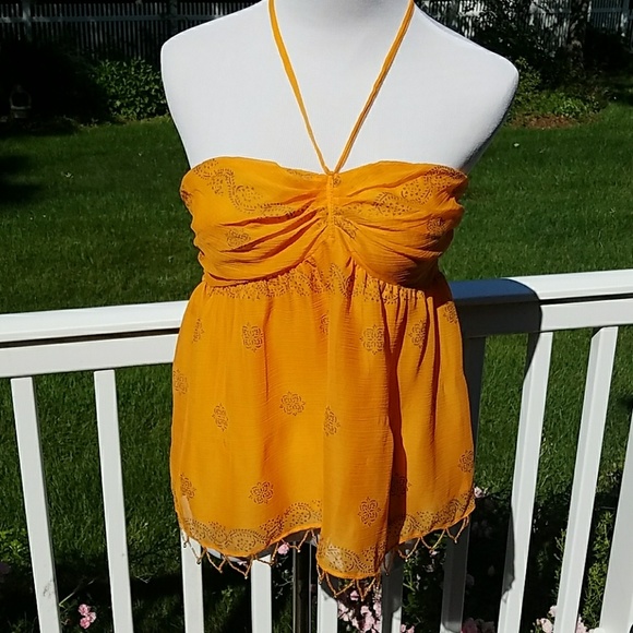 Denim & Supply Ralph Lauren Tops - 🆑️FINAL!! Orange Chiffon Halter Top NWOT