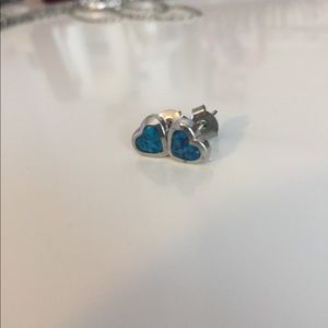 Heart silver stud earrings