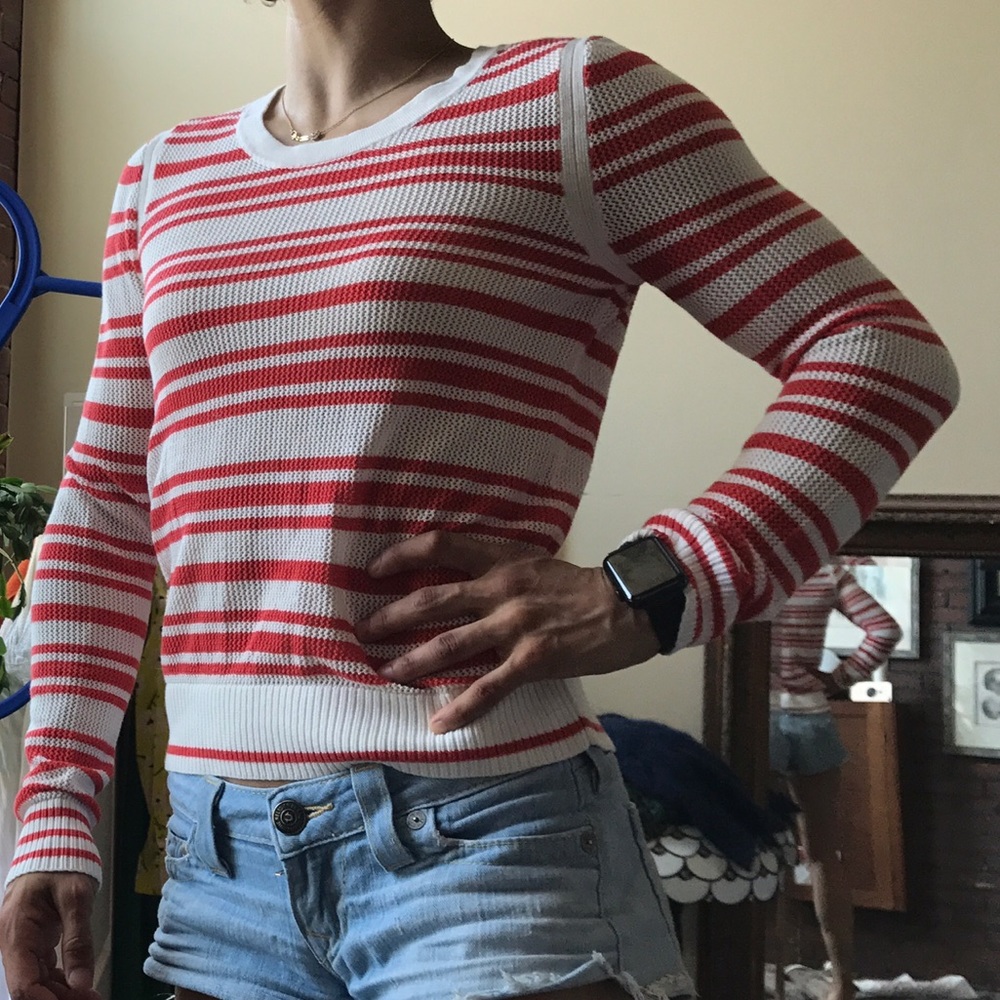 🆕rag & bone striped cotton waffle-like crew