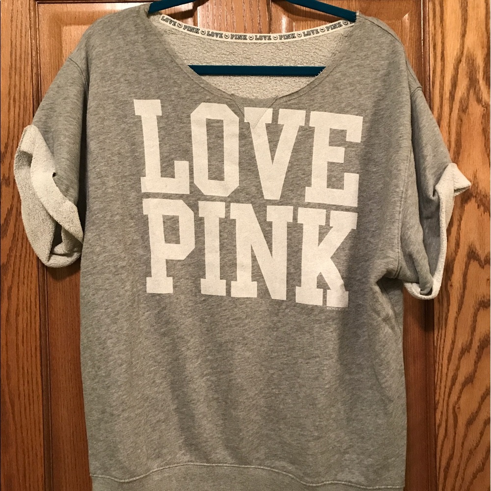 Gray PINK crew neck sweatshirt