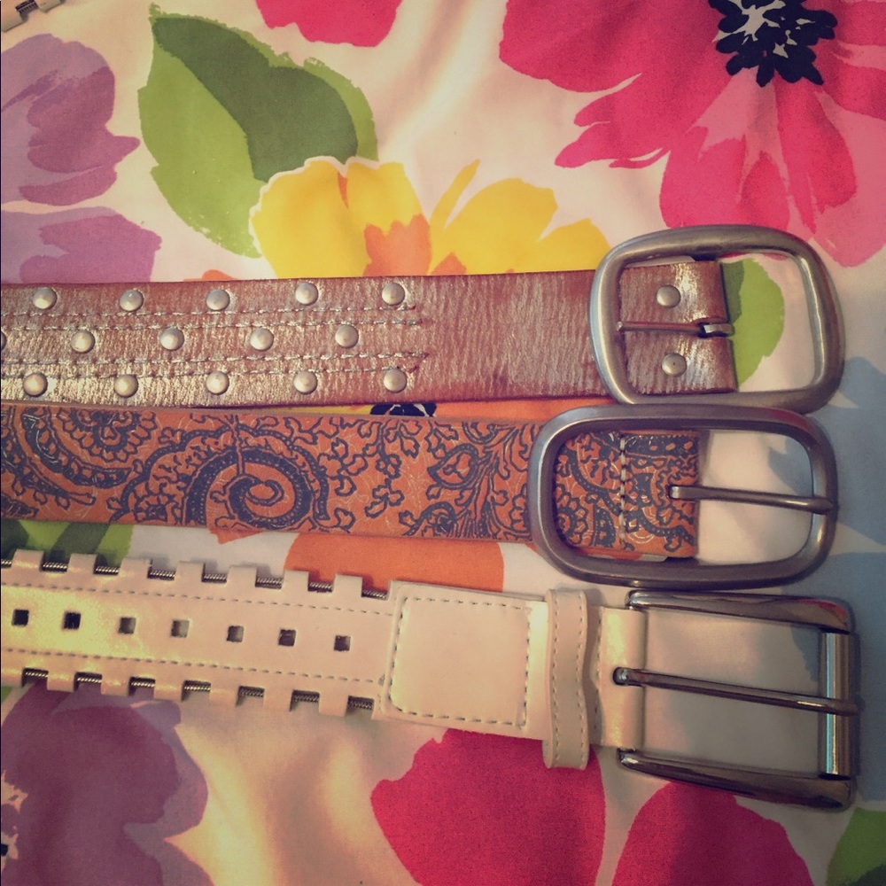 Bundle! 2 Extra-long belts with metal buckles