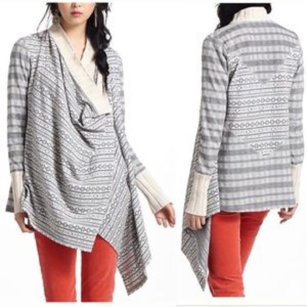 Anthropologie Intarsia Fair Isle Wrap Sweater - Picture 1 of 4