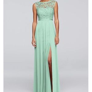 Long Bridesmaid Dress with Lace Bodice