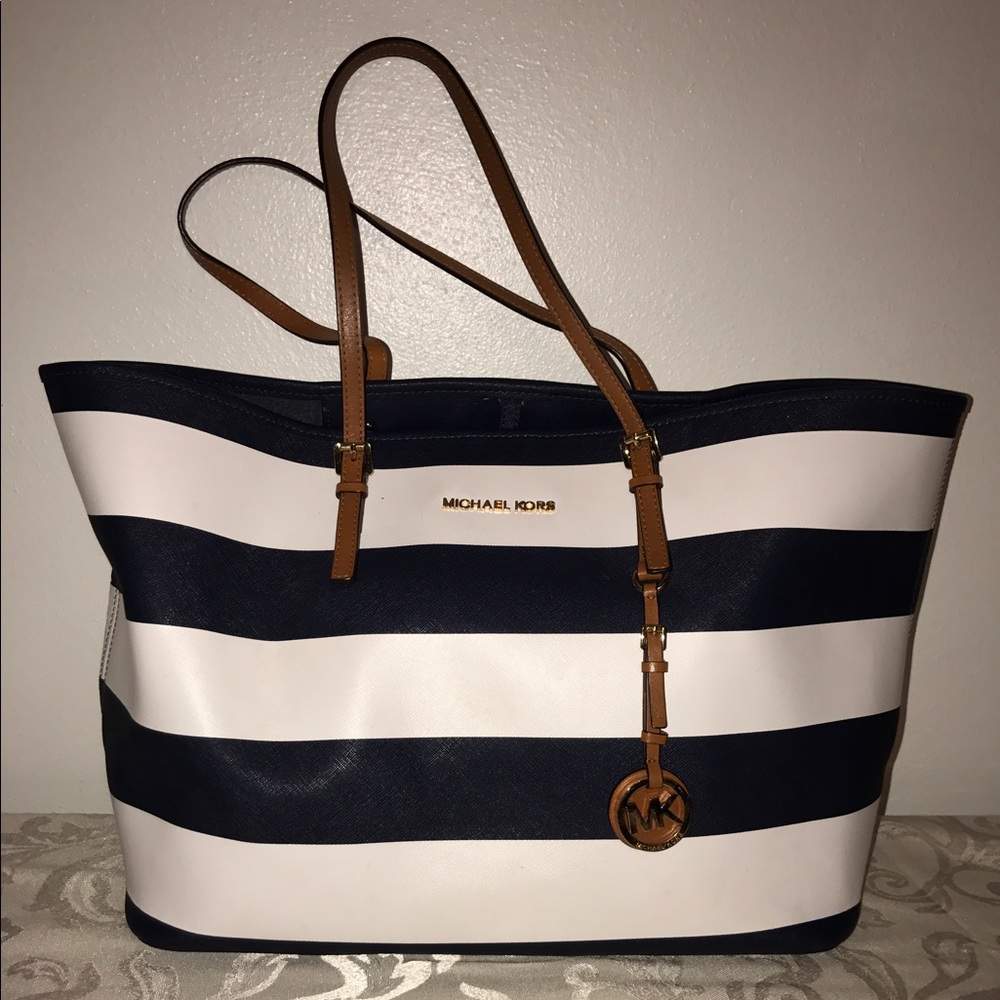 Michael Kors Stripped Navy Tote