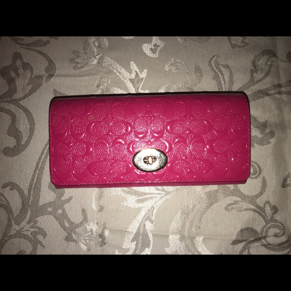 Pink Embossed Coach Wallet